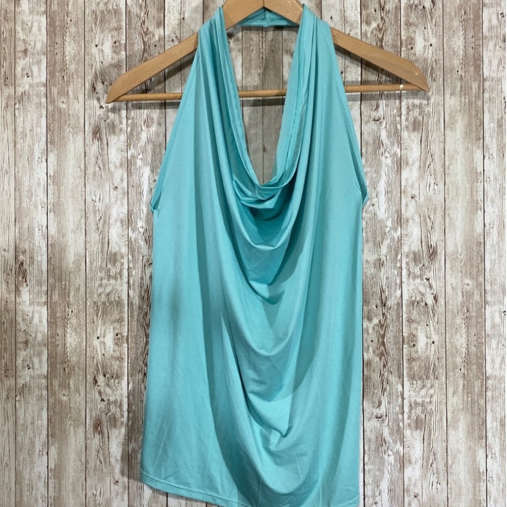 NWT DoublJu Teal Halter Top Size XL